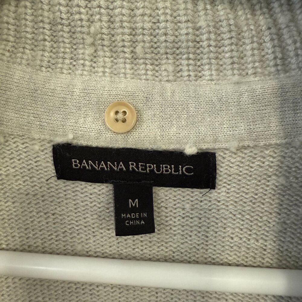 Banana Republic Gray Wool Cardigan Sweater Tie Waist & Removable Faux Fur Collar - Picture 5 of 8